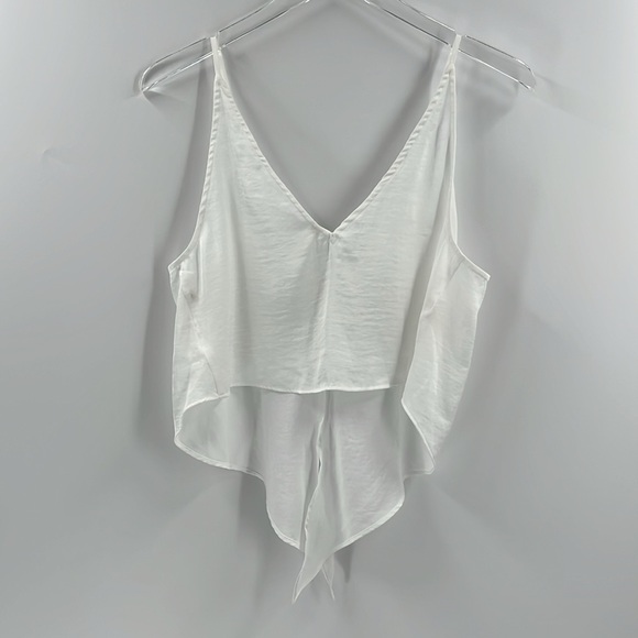 Free People Two Tie for You Tank Deep V Tie Front Cropped Cami Tank Top Plunge S - Picture 8 of 10